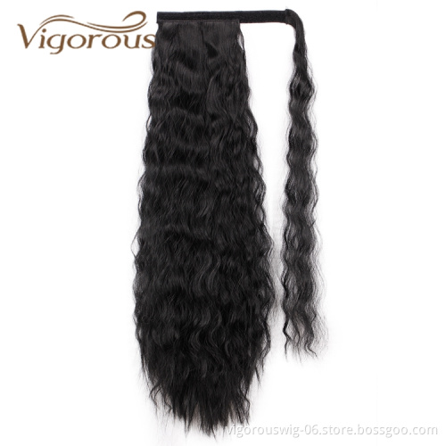 Cheapest Wholesale For Black Women High Curly Long Wrap Around Clip In Drawstring Girls Hairpiece Hair Ponytail Extensions